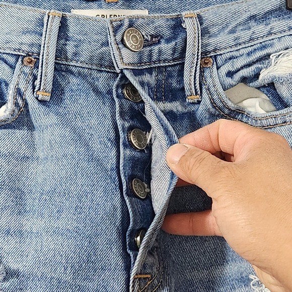 Grlfrnd‎ Womens 'Karolina' Slim Straight High Rise Distressed Jeans Blue Size 26 - Picture 9 of 14